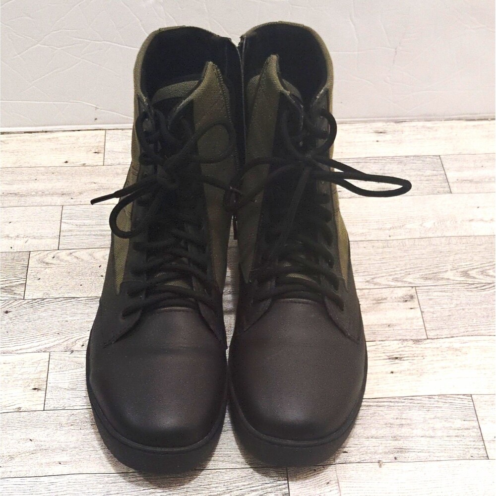 the Woobies Jungle Boot Black/Green Canvas Combat Round Toe Men's US 9.5